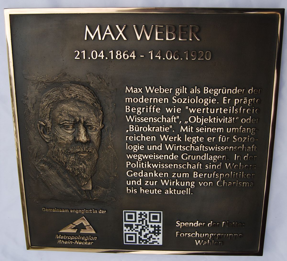 Gedenktafel, Gedenktafeln Mit Portrait, Bronze, Relief, QR-Code, Layout ...